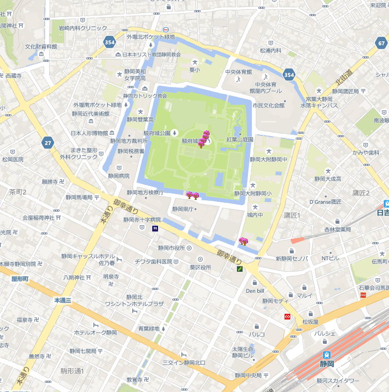 地図 駿府城の桜 190404