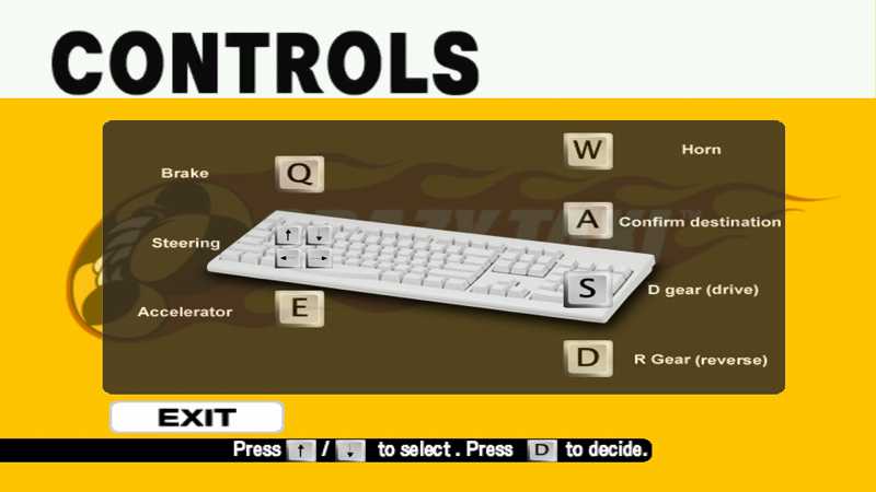 Steam 版 Dreamcast Collection 日本語化メモ、Crazy Taxi ゲーム画面、英語版だと操作方法を選択してキーボード入力するとキーボード画面が表示